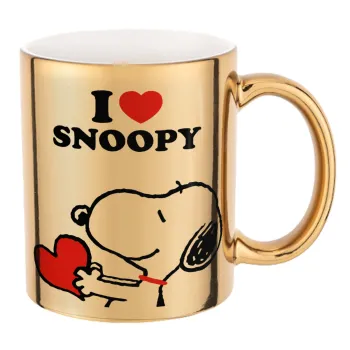 I LOVE SNOOPY, Κούπα κεραμική, χρυσή καθρέπτης, 330ml