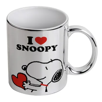 I LOVE SNOOPY, Κούπα κεραμική, ασημένια καθρέπτης, 330ml