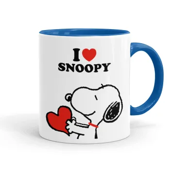 I LOVE SNOOPY, Κούπα χρωματιστή μπλε, κεραμική, 330ml