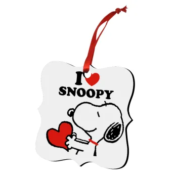 I LOVE SNOOPY, Christmas ornament polygon wooden 7.5cm