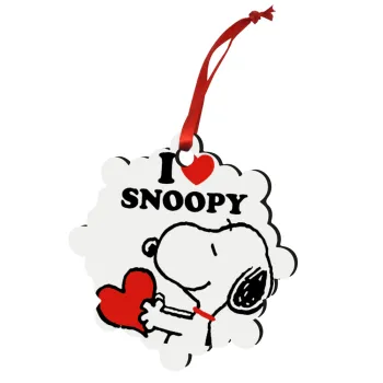 I LOVE SNOOPY, Στολίδι Χριστουγεννιάτικο στολίδι snowflake ξύλινο 7.5cm