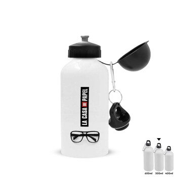 la professor, γυαλιά, Metal water bottle, White, aluminum 500ml