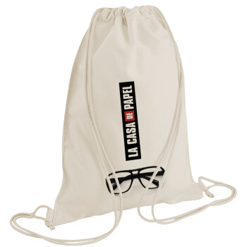 la professor, γυαλιά, Backpack bag GYMBAG natural (28x40cm)