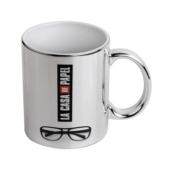 la professor, γυαλιά, Mug ceramic, silver mirror, 330ml