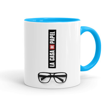 la professor, γυαλιά, Mug colored light blue, ceramic, 330ml