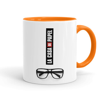 la professor, γυαλιά, Mug colored orange, ceramic, 330ml