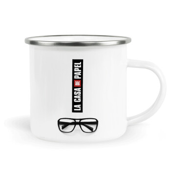 la professor, γυαλιά, Metallic enamel cup white 360ml