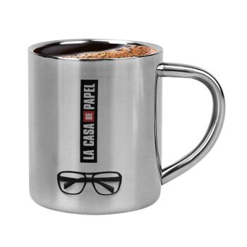 la professor, γυαλιά, Double-wall metal cup for espresso (220ml)