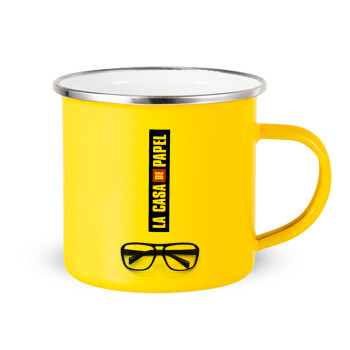 la professor, γυαλιά, Κούπα Μεταλλική εμαγιέ Κίτρινη 360ml