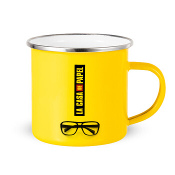la professor, γυαλιά, Yellow Enamel Metallic Cup 360ml