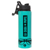 Metallic water bottle with safety lid, 850ml aluminum