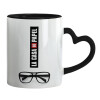 Mug heart black handle, ceramic, 330ml