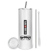 Tumbler stainless steel 600ml, with metal straw & cleaning brush