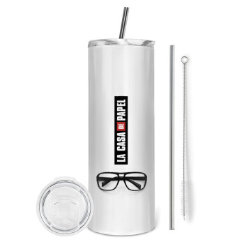 la professor, γυαλιά, Tumbler stainless steel 600ml, with metal straw & cleaning brush
