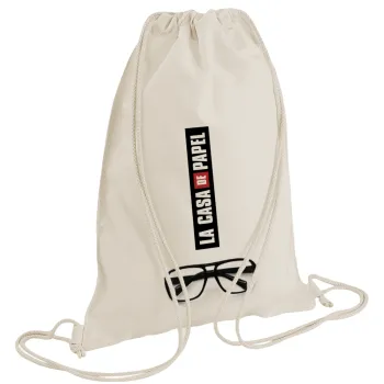 la professor, γυαλιά, Τσάντα πλάτης πουγκί GYMBAG natural (28x40cm)