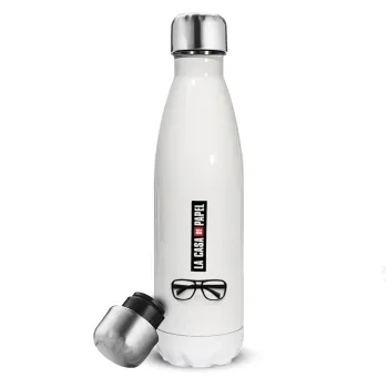 la professor, γυαλιά, Metal mug thermos White (Stainless steel), double wall, 500ml