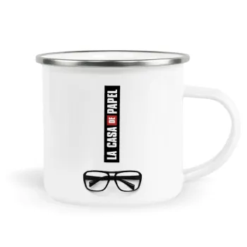 la professor, γυαλιά, Metallic enamel cup white 360ml