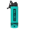 Metallic water bottle with safety lid, 850ml aluminum