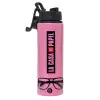 Metallic water bottle with safety lid, 850ml aluminum