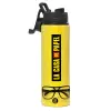 Metallic water bottle with safety lid, 850ml aluminum