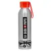 Aluminum Sports Bottle 650ml – Silver with Red Cap and Silicone Strap