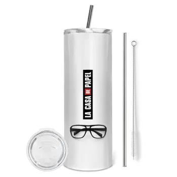 la professor, γυαλιά, Tumbler stainless steel 600ml, with metal straw & cleaning brush
