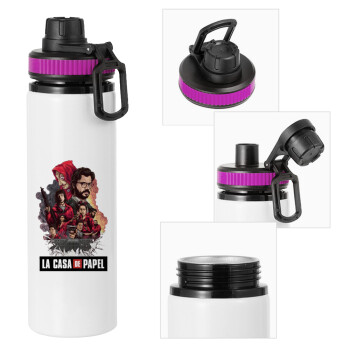 La casa de papel drawing cover, Metallic water bottle with safety lid, 850ml aluminum