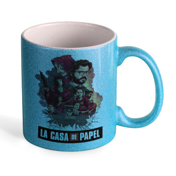 La casa de papel drawing cover, Κούπα Σιέλ Glitter που γυαλίζει, κεραμική, 330ml