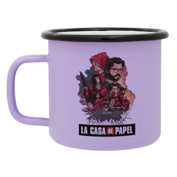 La casa de papel drawing cover, Κούπα Μεταλλική εμαγιέ ΜΑΤ Light Pastel Purple 360ml