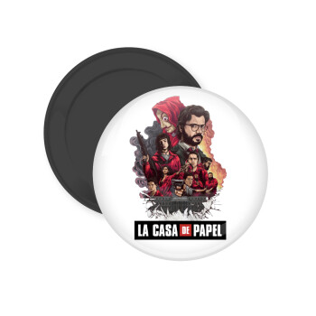 La casa de papel drawing cover, Μαγνητάκι ψυγείου στρογγυλό διάστασης 5cm