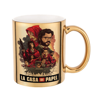 La casa de papel drawing cover, Mug ceramic, gold mirror, 330ml