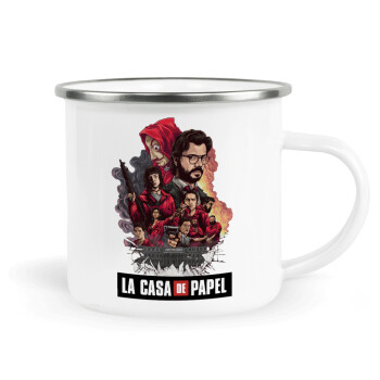 La casa de papel drawing cover, Metallic enamel cup white 360ml