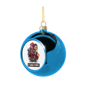 La casa de papel drawing cover, Blue Christmas tree ball ornament 8cm