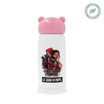La casa de papel drawing cover, Ροζ ανοξείδωτο παγούρι θερμό (Stainless steel), 320ml