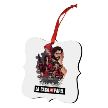 La casa de papel drawing cover, Christmas ornament polygon wooden 7.5cm