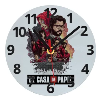 La casa de papel drawing cover, Ρολόι τοίχου γυάλινο (20cm)