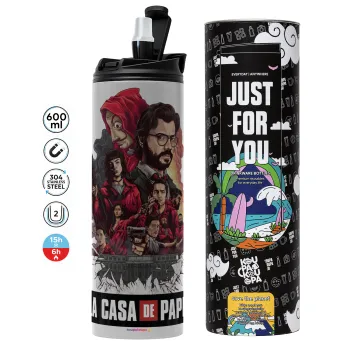 La casa de papel drawing cover, Tumbler stainless steel GREY 600ml