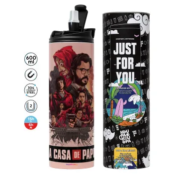 La casa de papel drawing cover, Tumbler stainless steel PINK 600ml
