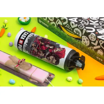 La casa de papel drawing cover, Easter candle,Travel Tumbler 2 Lids, with metal straw & cleaning brush & aromatic flat candle (30cm) (PINK)