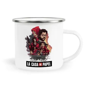 La casa de papel drawing cover, Metallic enamel cup white 360ml