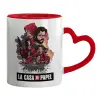 Mug heart red handle, ceramic, 330ml