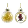 Transparent Christmas tree ball ornament with gold filling 8cm