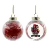 Transparent Christmas tree ball ornament with red filling 8cm