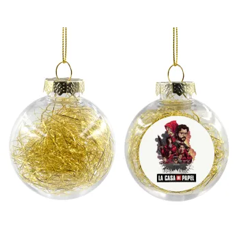 La casa de papel drawing cover, Transparent Christmas tree ball ornament with gold filling 8cm