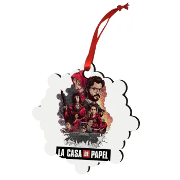 La casa de papel drawing cover, Στολίδι Χριστουγεννιάτικο στολίδι snowflake ξύλινο 7.5cm
