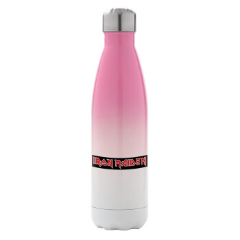 Iron maiden, Metal mug thermos Pink/White (Stainless steel), double wall, 500ml