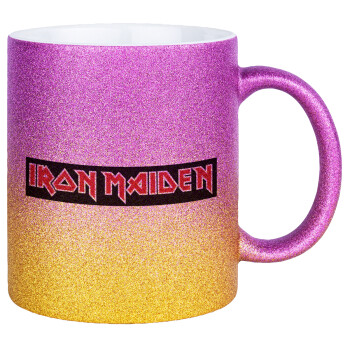 Iron maiden, Κούπα Χρυσή/Ροζ Glitter, κεραμική, 330ml