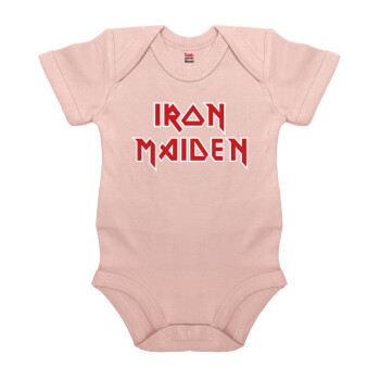 Iron maiden, Βρεφικό φορμάκι μωρού, 0-18 μηνών, ΡΟΖ POWDER, 100% Organic Cotton, κοντομάνικο