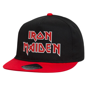 Iron maiden, Καπέλο παιδικό snapback, 100% Βαμβακερό, Μαύρο/Κόκκινο