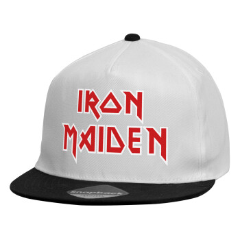 Iron maiden, Καπέλο παιδικό Flat Snapback, Λευκό (100% ΒΑΜΒΑΚΕΡΟ, ΠΑΙΔΙΚΟ, UNISEX, ONE SIZE)